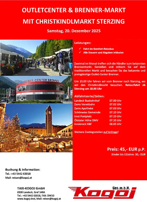 Outletcenter und Brennermarkt + Christkindlmarkt